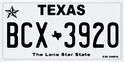 TX license plate BCX3920