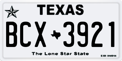 TX license plate BCX3921