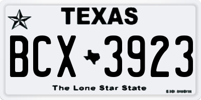 TX license plate BCX3923