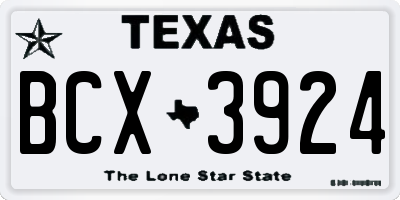 TX license plate BCX3924