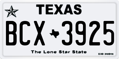 TX license plate BCX3925