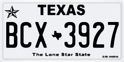 TX license plate BCX3927