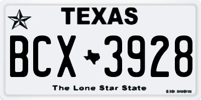 TX license plate BCX3928