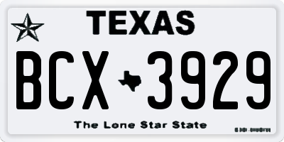 TX license plate BCX3929