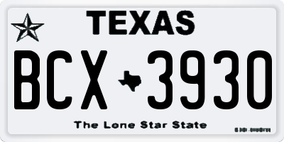 TX license plate BCX3930
