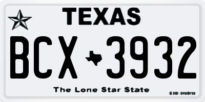 TX license plate BCX3932