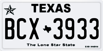 TX license plate BCX3933