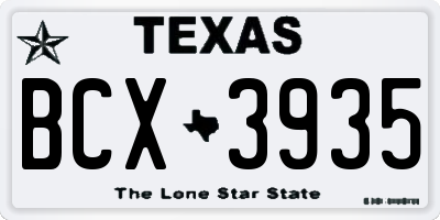 TX license plate BCX3935