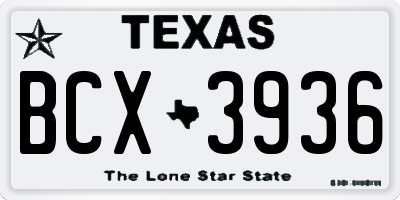 TX license plate BCX3936