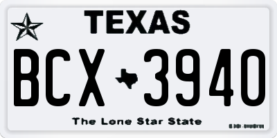 TX license plate BCX3940