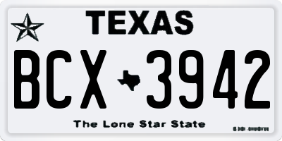 TX license plate BCX3942