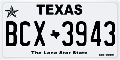 TX license plate BCX3943