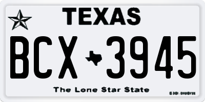 TX license plate BCX3945