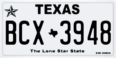 TX license plate BCX3948
