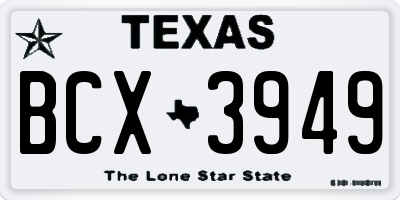 TX license plate BCX3949