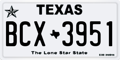 TX license plate BCX3951