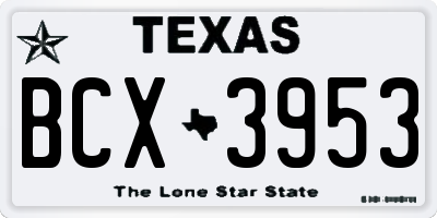 TX license plate BCX3953