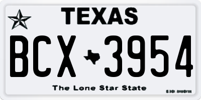 TX license plate BCX3954