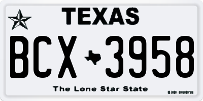 TX license plate BCX3958
