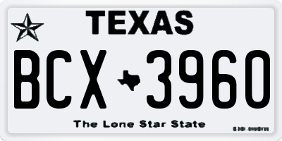 TX license plate BCX3960