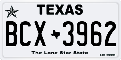 TX license plate BCX3962