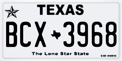 TX license plate BCX3968