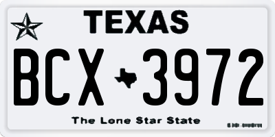 TX license plate BCX3972