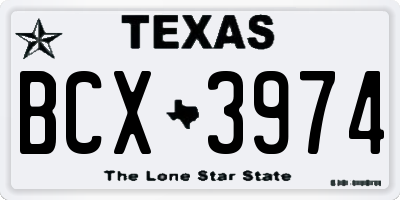 TX license plate BCX3974