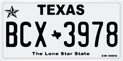 TX license plate BCX3978