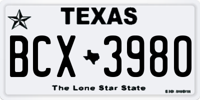 TX license plate BCX3980