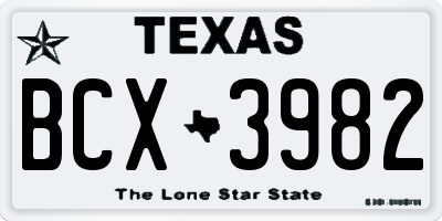 TX license plate BCX3982