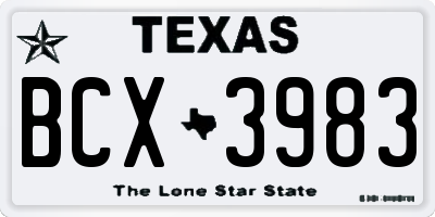 TX license plate BCX3983