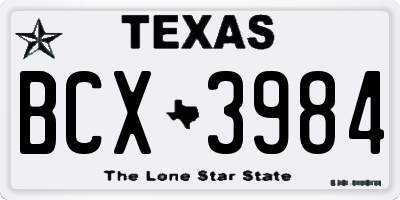 TX license plate BCX3984