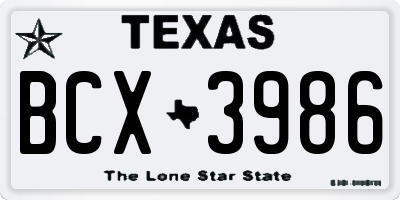 TX license plate BCX3986