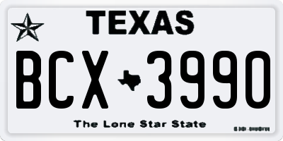 TX license plate BCX3990