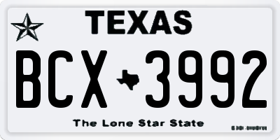TX license plate BCX3992