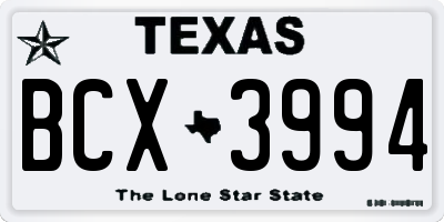 TX license plate BCX3994