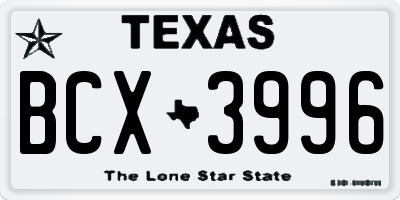 TX license plate BCX3996