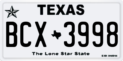 TX license plate BCX3998