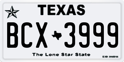 TX license plate BCX3999