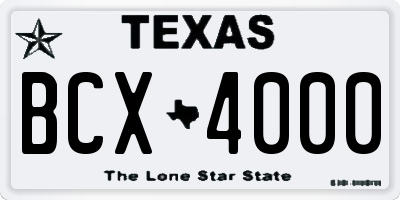 TX license plate BCX4000