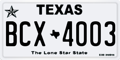 TX license plate BCX4003