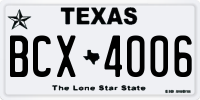 TX license plate BCX4006