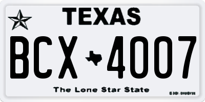 TX license plate BCX4007