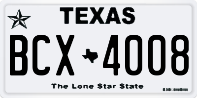 TX license plate BCX4008