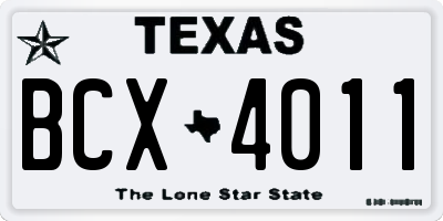 TX license plate BCX4011
