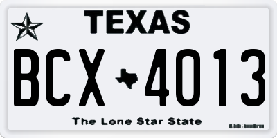 TX license plate BCX4013