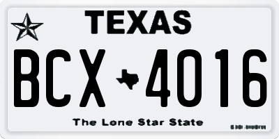 TX license plate BCX4016