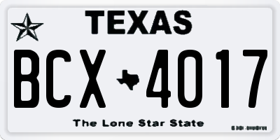 TX license plate BCX4017
