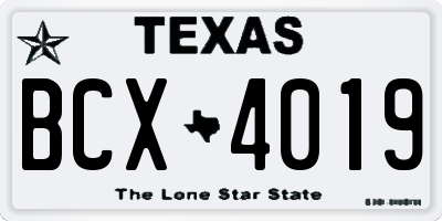 TX license plate BCX4019